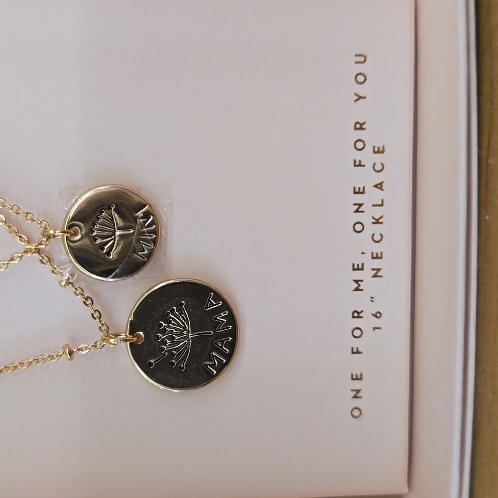 LC Lauren Conrad Gold "Mama & Mini" Matching Necklace| 16" With 2" Extender - Picture 4 of 5